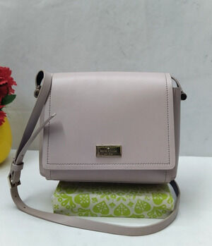 Kate Spade New York Gray Leather Flap Closure Small Crossbody Bag